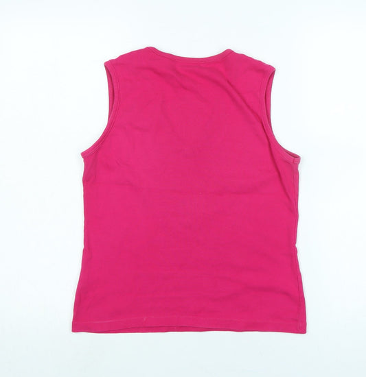 Dorothy Perkins Womens Purple Cotton Basic Tank Size 12 V-Neck - Faux gemstones detail .