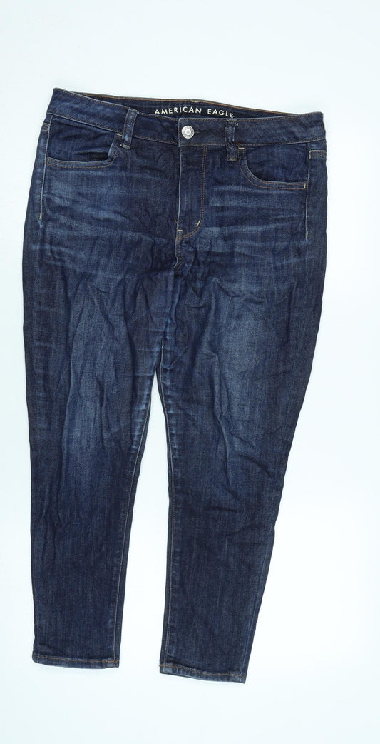 Womens UK Size 12 American Eagle Regular Fit Tapered Blue Jeans