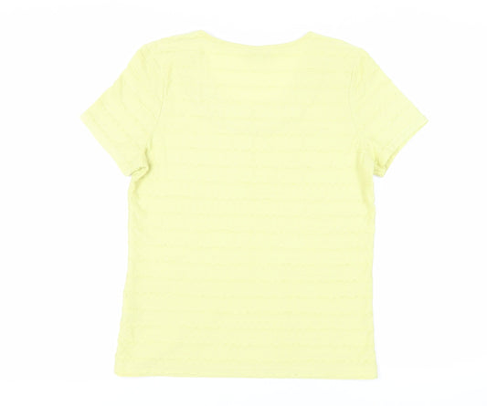 Womens UK Size 12 Per Una Yellow Basic T-Shirt