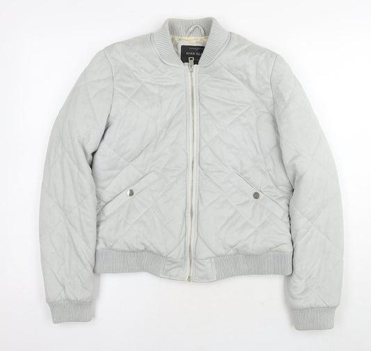 Womens UK Size 12 River Island Grey Quilted Coat