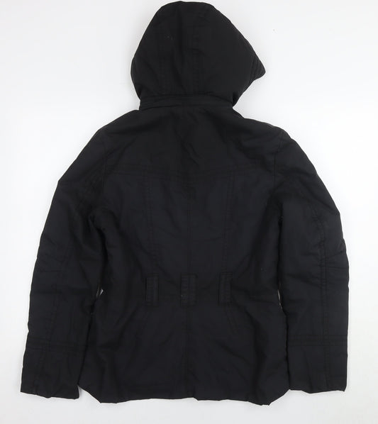 Womens UK Size 8 H&M Black Parka Coat