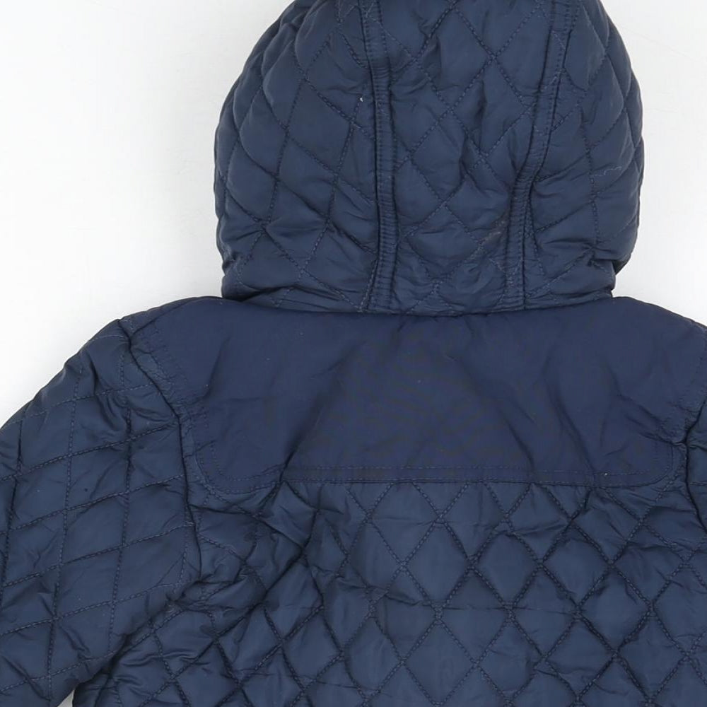 Marks and Spencer Boys Blue Quilted Coat Size 3-4 Years Zip