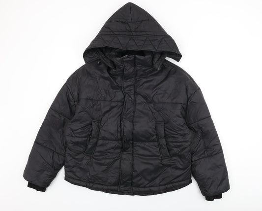 Womens UK Size 10 Boohoo Black Puffer Jacket