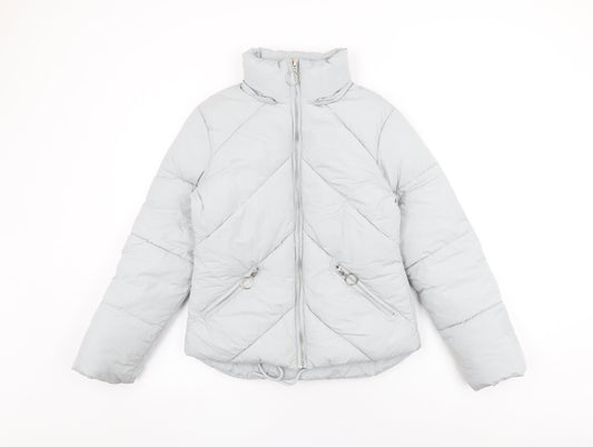 Womens UK Size 4 Topshop Blue Puffer Jacket
