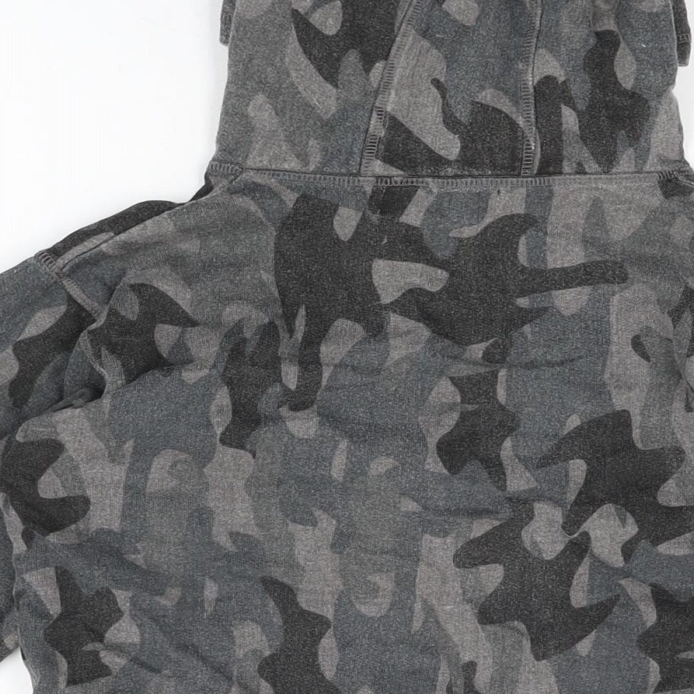 Rebel Boys Grey Camouflage Cotton Full Zip Hoodie Size 7-8 Years Zip