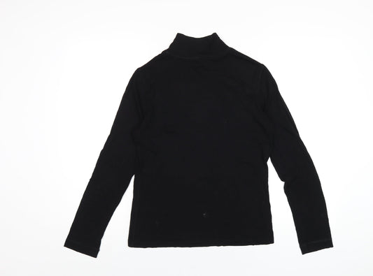 Basler Womens Black Viscose Basic T-Shirt Size 10 Mock Neck
