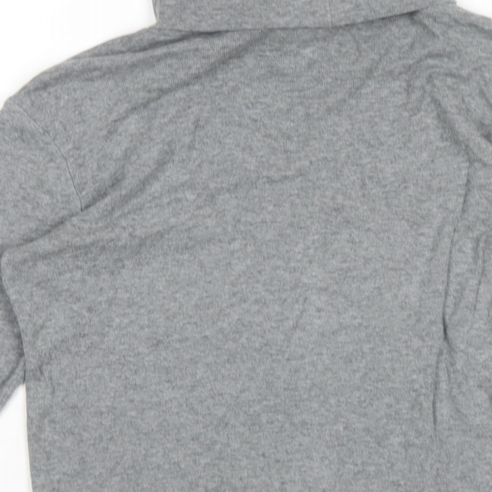 Brand and care label for Lands' End girls’ grey cotton basic t-shirt, size 10-11, years roll neck pullover