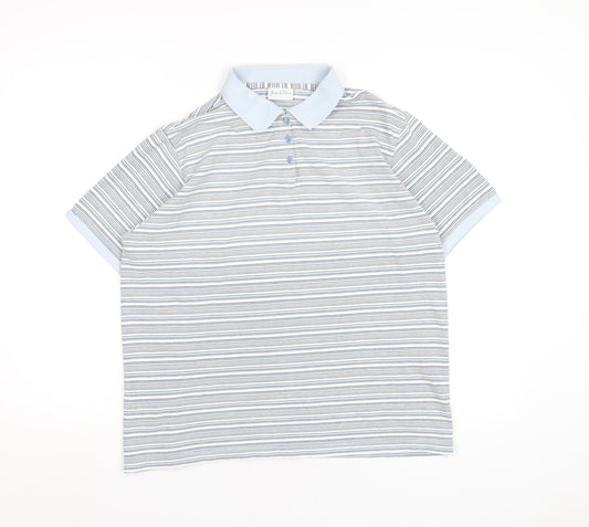 Womens UK Size 16 Joie de Vivre Blue Basic Polo