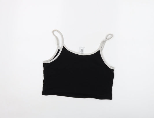 Womens UK Size 14 COLLUSION Black Cropped Tank