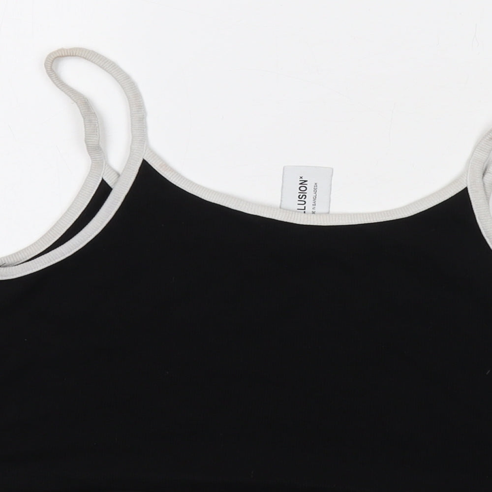 Womens UK Size 14 COLLUSION Black Cropped Tank