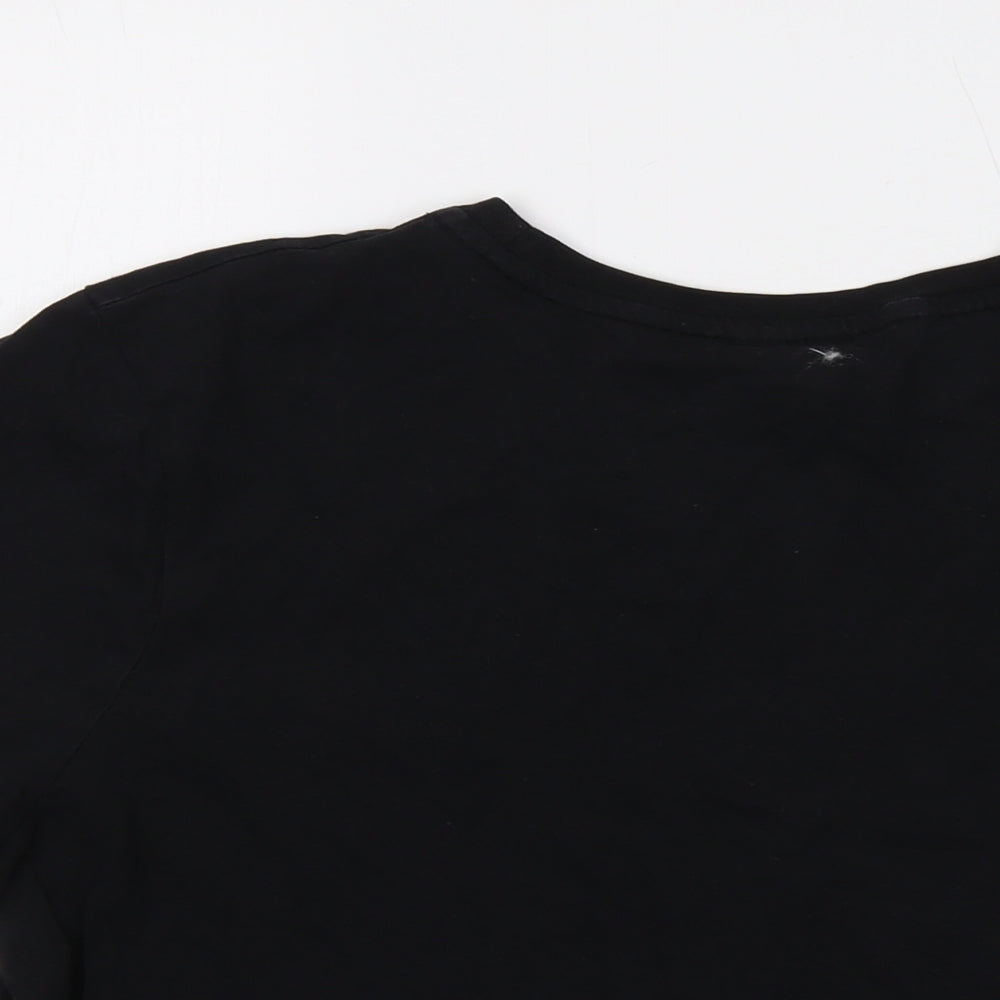 Myprotein Womens Black Cotton Cropped T-Shirt Size L Crew Neck