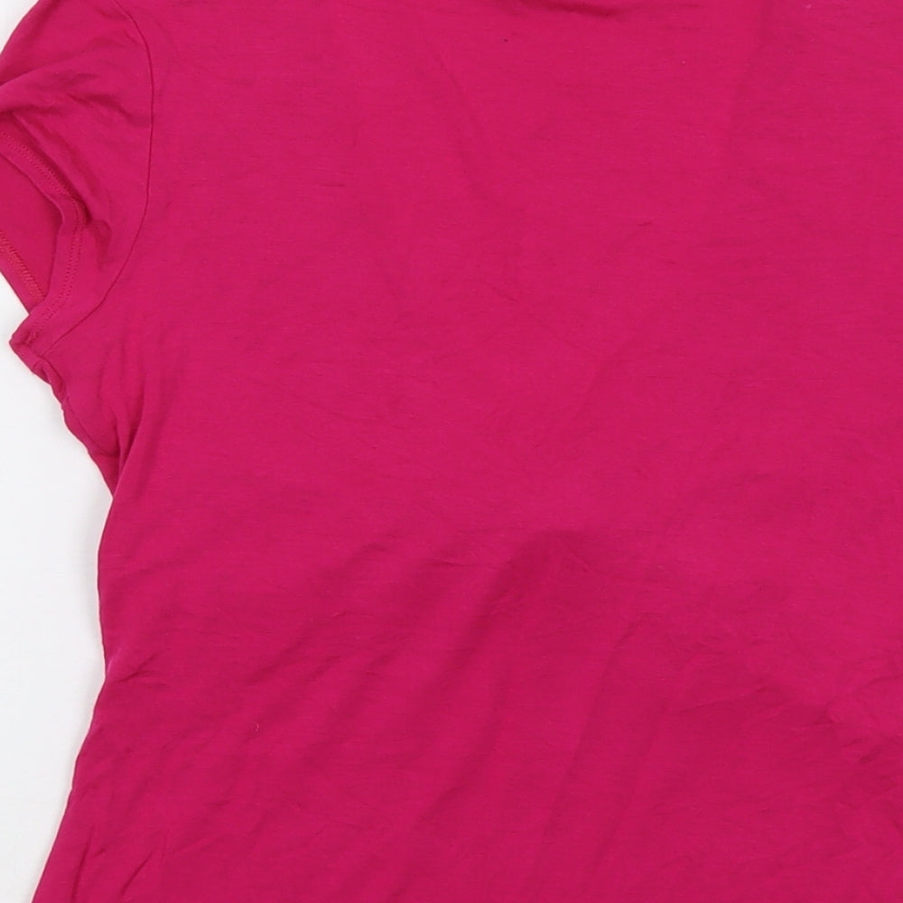 Wallis Womens Pink Viscose Basic T-Shirt Size 12 V-Neck