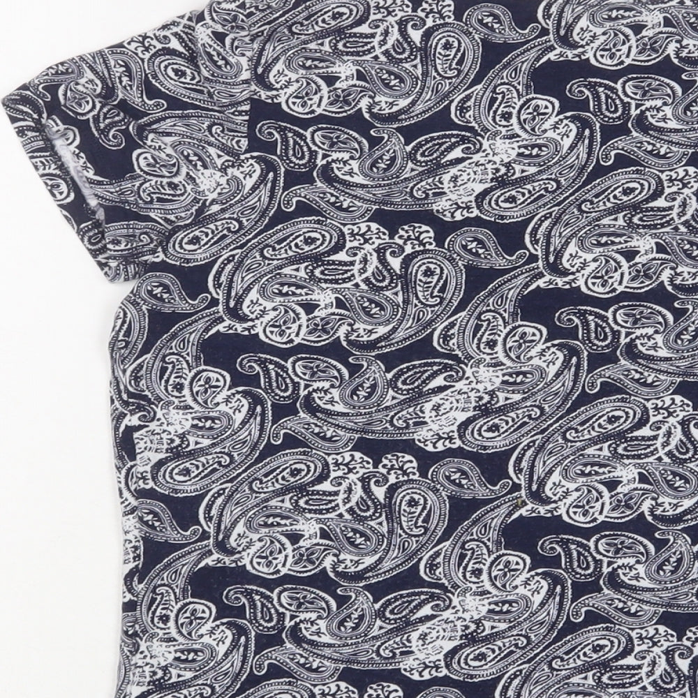 M&Co Womens Grey Fair Isle Viscose Basic T-Shirt Size 10 Scoop Neck