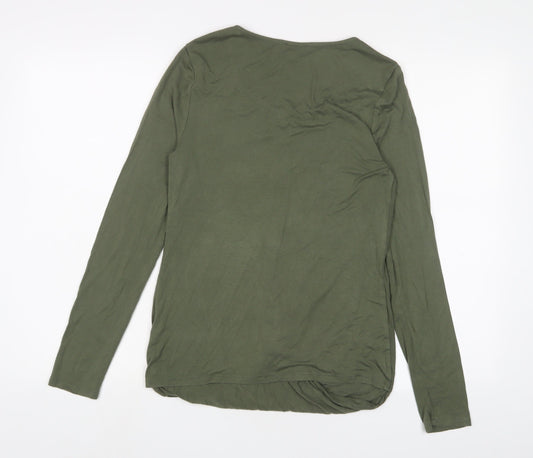 Cupio Womens Green Viscose Basic T-Shirt Size M Scoop Neck