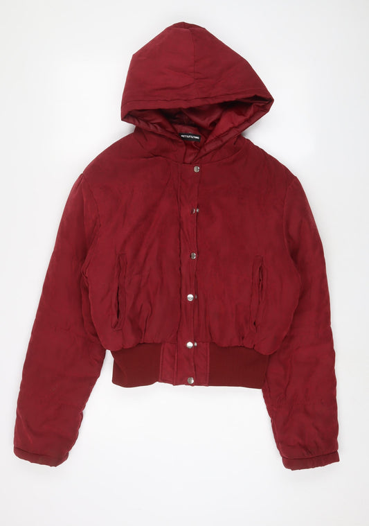 Womens UK Size 14 PRETTYLITTLETHING Red Quilted Coat