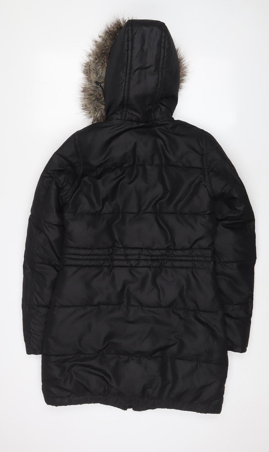 Womens UK Size 6 H&M Black Parka Coat