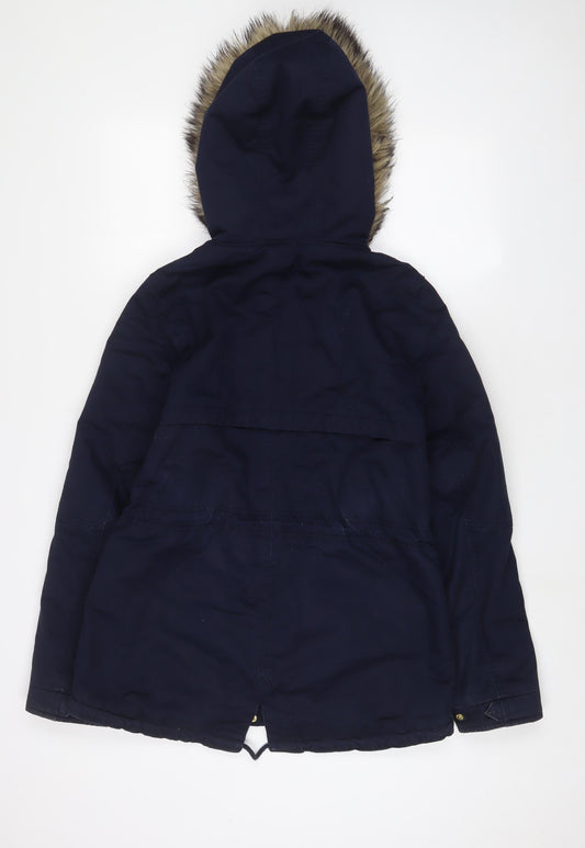 Womens UK Size 8 H&M Blue Parka Coat
