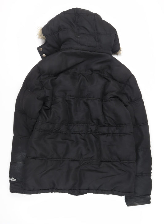 ellesse Womens Black Puffer Jacket Jacket Size M Zip - Logo Hooded