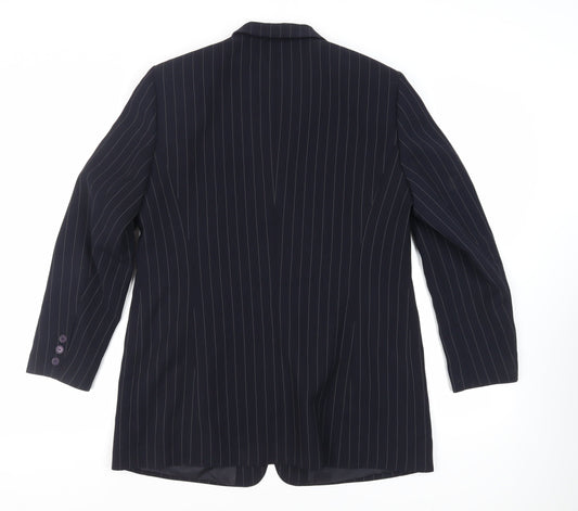 Gerry Weber Womens Blue Striped Jacket Blazer Size 16 Button
