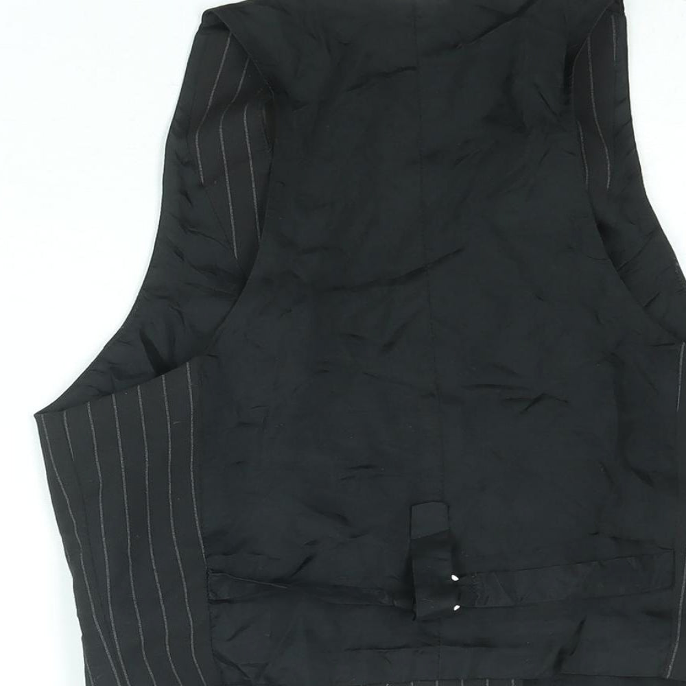 Oasis Womens Black Striped Cotton Jacket Suit Waistcoat Size 10