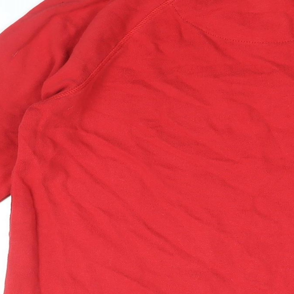 Brand and care label for Crew Clothing women’s red cotton pullover sweatshirt, size UK 8, pullover - anchor