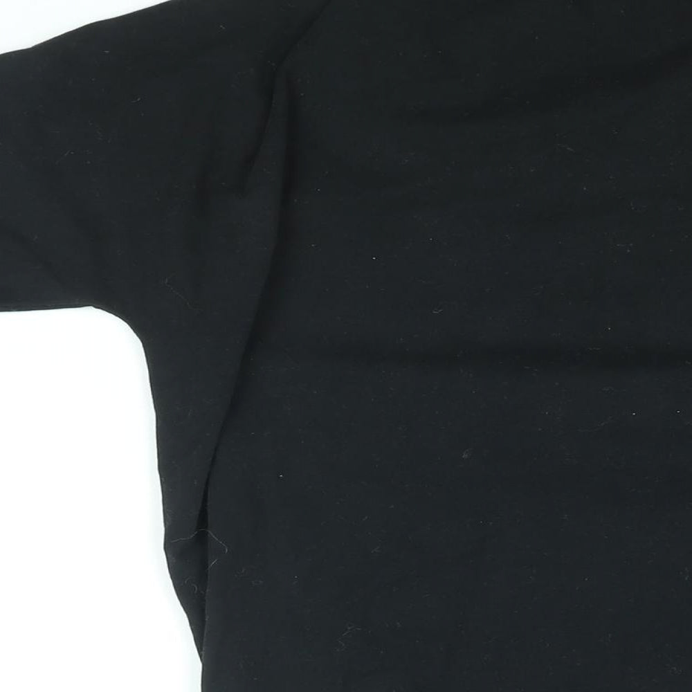 Urban Goddess Womens Black Floral Cotton Basic T-Shirt Size L Round Neck