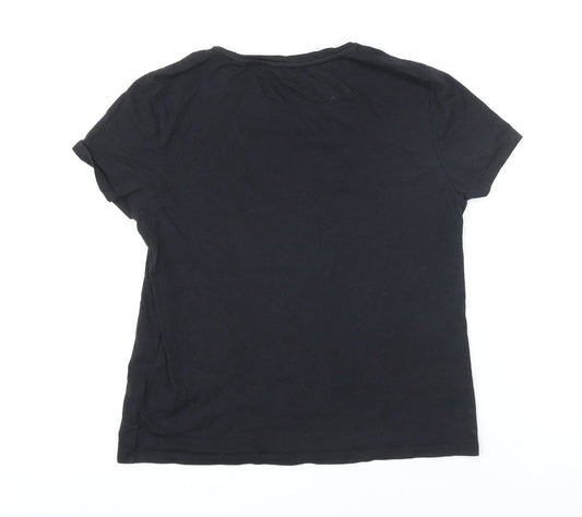 Jack Wills Womens Black Cotton Tunic T-Shirt Size 10 Boat Neck
