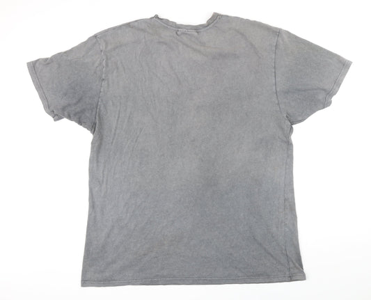 The Couture Club Mens Grey Cotton T-Shirt Size L Round Neck