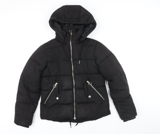 Womens UK Size 8 Topshop Black Puffer Jacket