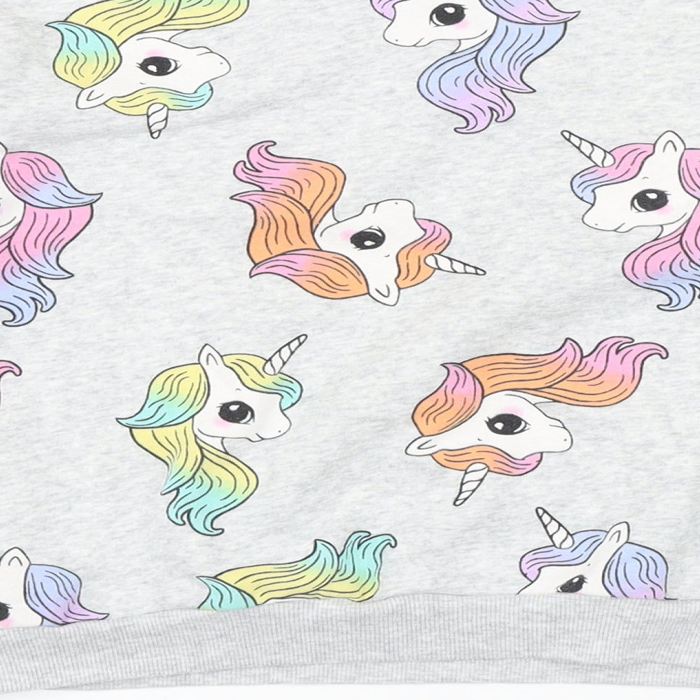 H&M Girls Grey Geometric Cotton Pullover Sweatshirt Size 9-10 Years - My little pony