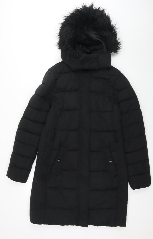 Womens UK Size 10 Warehouse Black Parka Coat