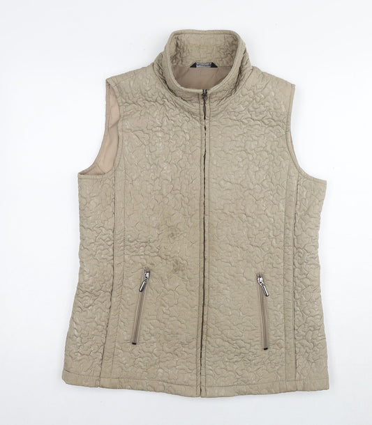 Alexara Womens Beige Gilet Waistcoat Size 12 Zip