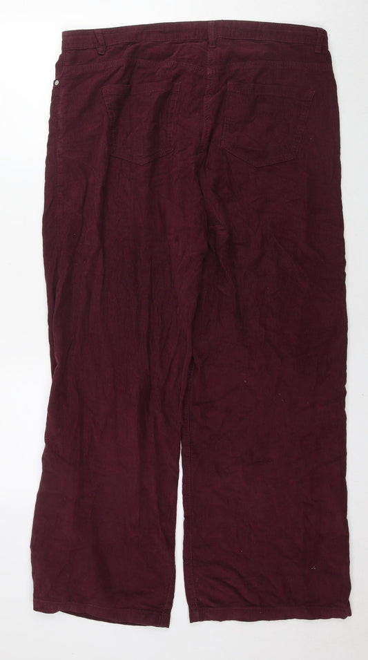 Studio Womens Red Cotton Trousers Size 14 L28 in Regular Zip