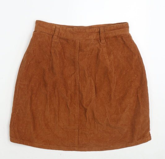 ASOS Womens Brown Cotton A-Line Skirt Size 8 Zip