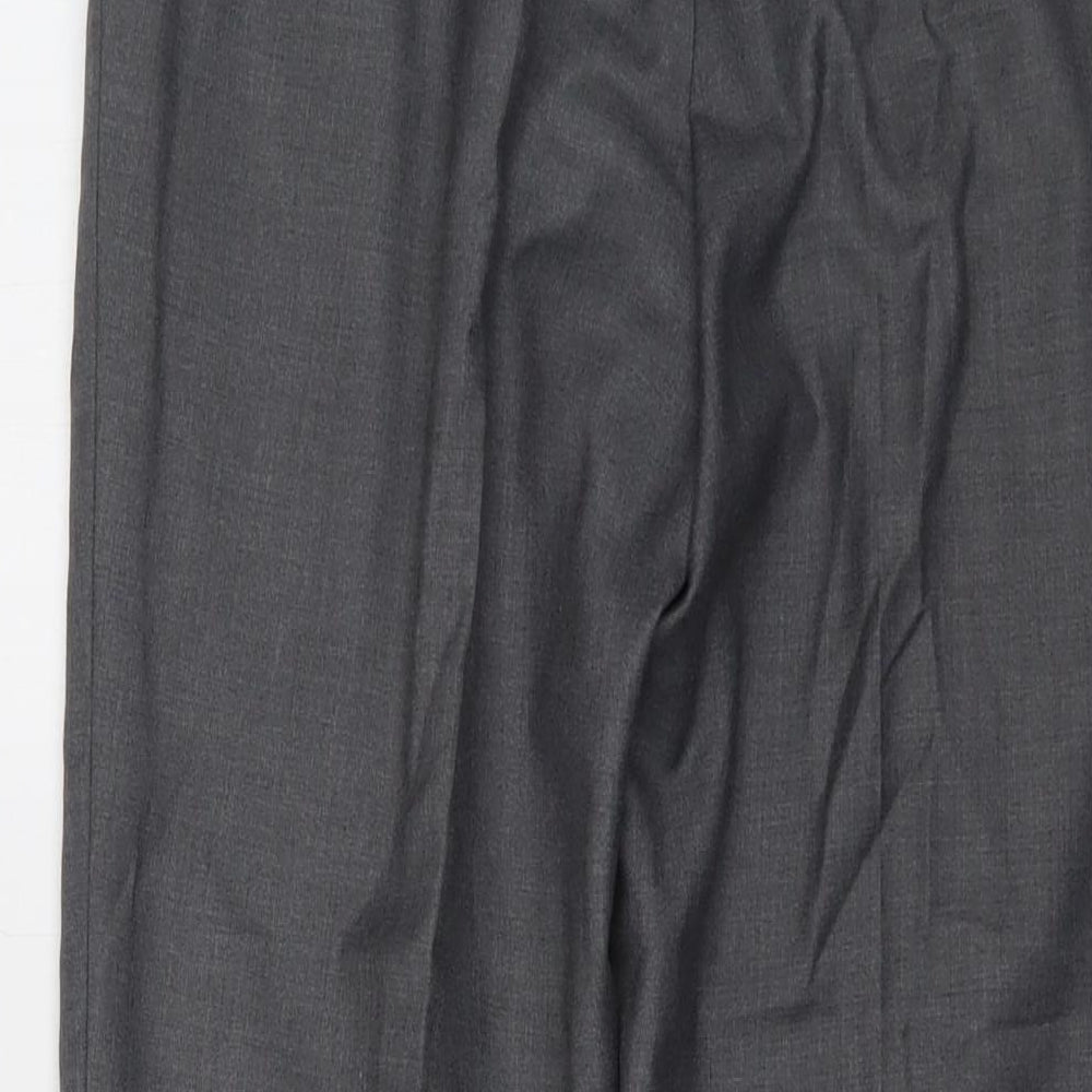 Yaly Mens Grey Polyester Trousers Size 30 in L31 in Regular Hook & Eye