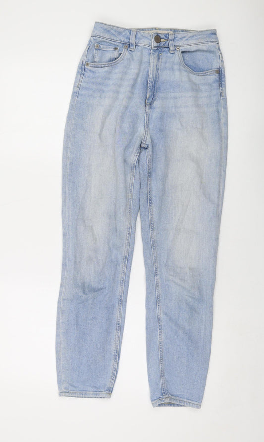 Additional front view of ASOS women’s blue cotton mom jeans, size UK 26, in, 26-inch leg regular button
