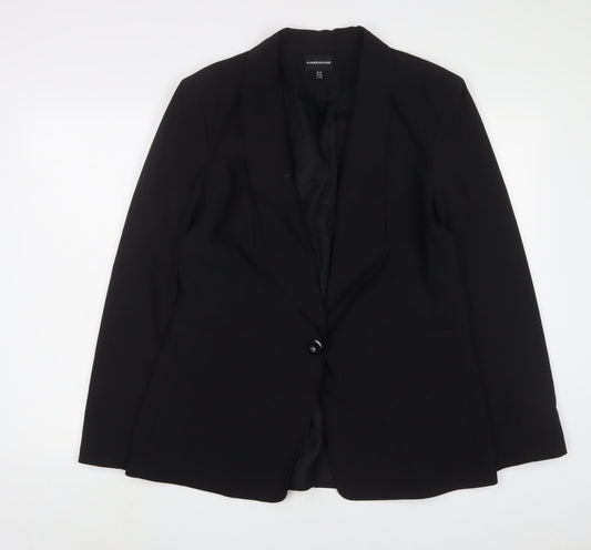 Warehouse Womens Black Jacket Blazer Size 16 Button
