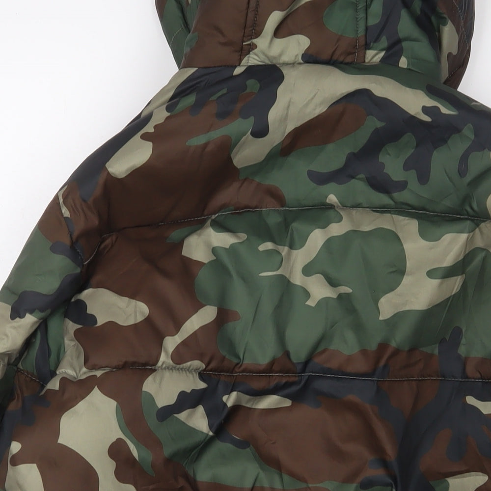 Hype Boys Green Camouflage Quilted Coat Size 13 Years Zip