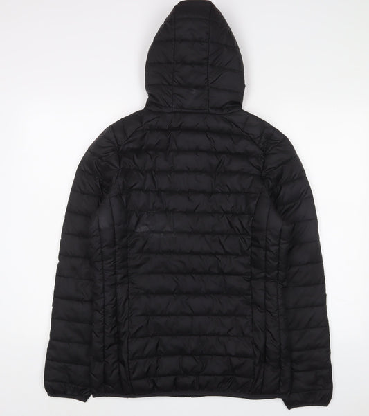 ellesse Womens Black Puffer Jacket Jacket Size 10 Zip - Logo, Embroidered