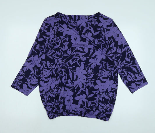 Bonmarché Womens Purple Cotton Basic Blouse Size 14 Scoop Neck