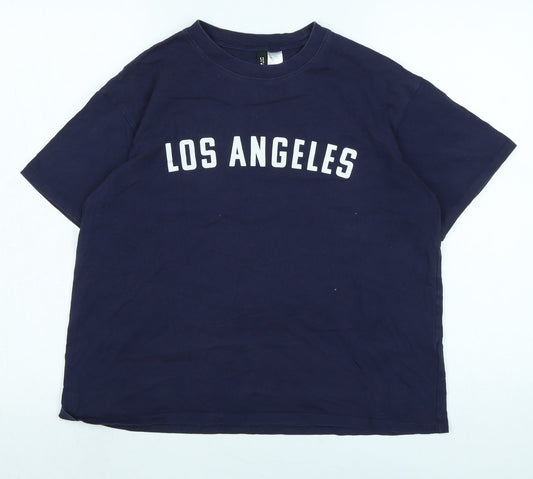 Womens UK Size S Divided Blue Basic T-Shirt