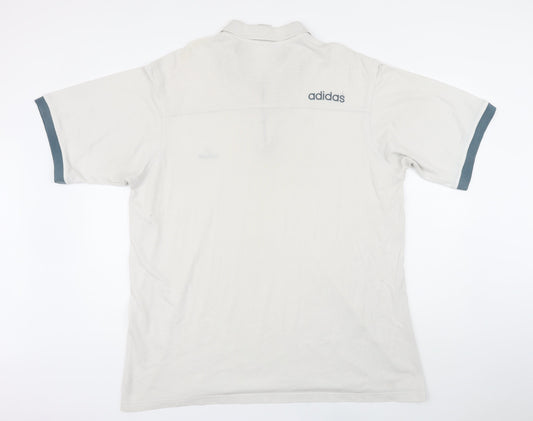 Addidas Mens Beige Polyester Polo Size 2XL Collared Zip