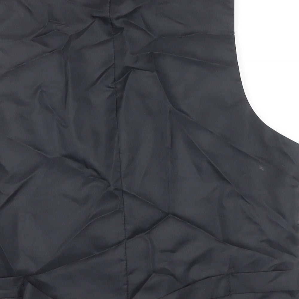 Brand and care label for 1860 Menswear men’s black geometric polyester jacket suit waistcoat, size M, regular