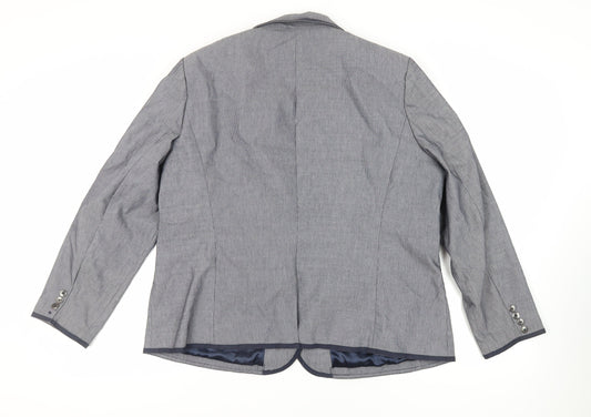 Maine New England Womens Blue Striped Jacket Blazer Size 20 Button