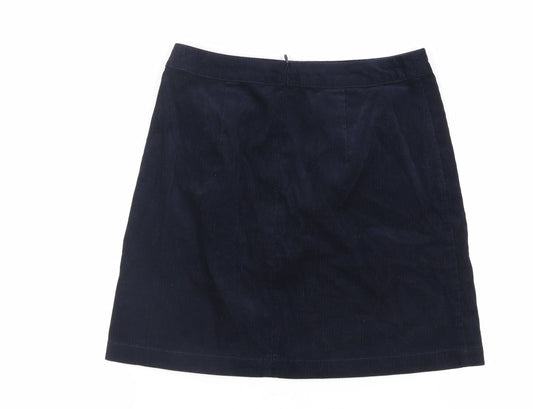 Oasis Womens Blue Cotton Mini Skirt Size 8 Zip - Pockets