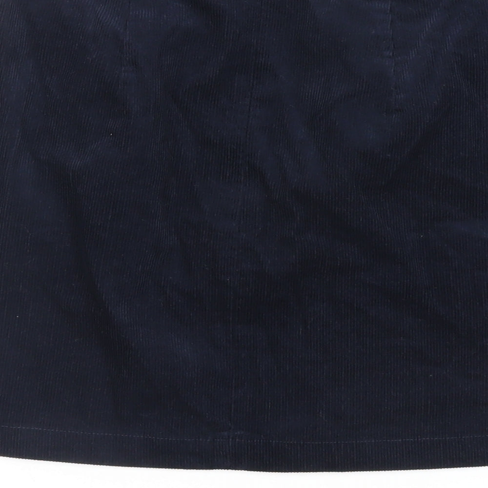 Oasis Womens Blue Cotton Mini Skirt Size 8 Zip - Pockets