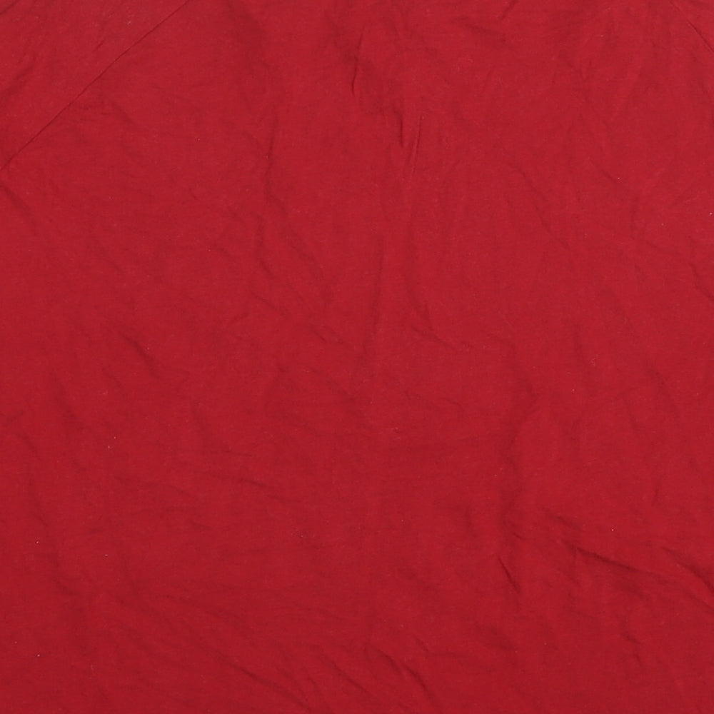 John Lewis Womens Red Cotton Basic T-Shirt Size 16 Round Neck - Let it snow