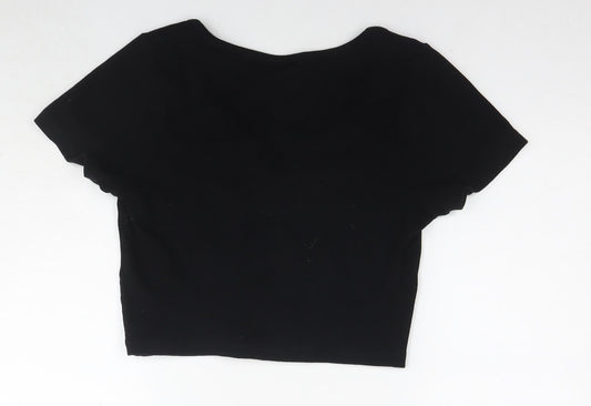 Womens UK Size 14 ASOS Black Cropped T-Shirt