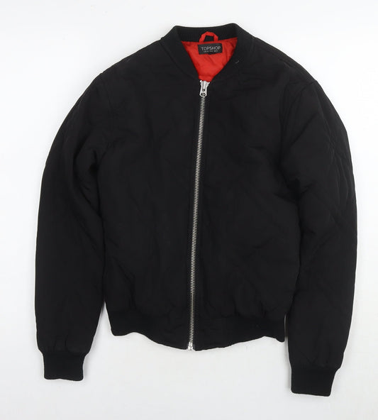 Womens UK Size 8 Topshop Black Quilted Coat