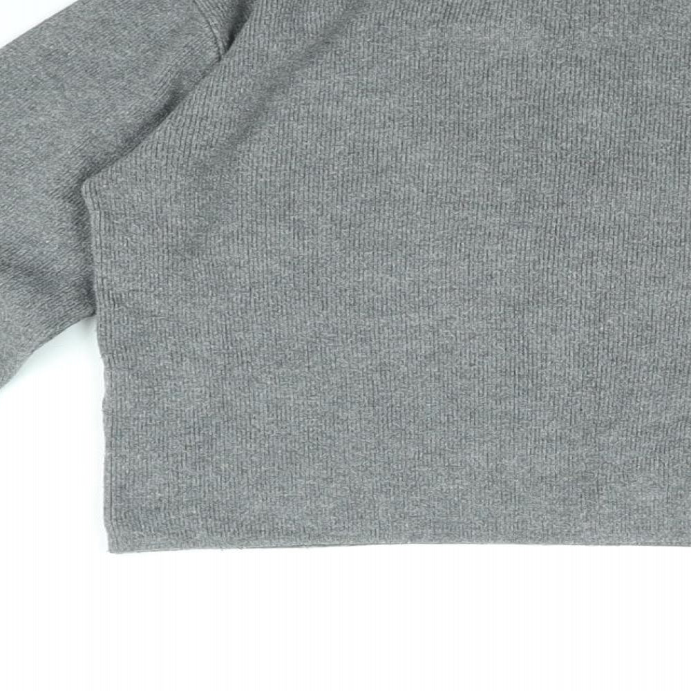 Womens UK Size M Pull&Bear Grey Cropped T-Shirt